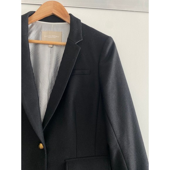 Banana Republic Black Wool Jacket Blazer Size 8 - Picture 4 of 10